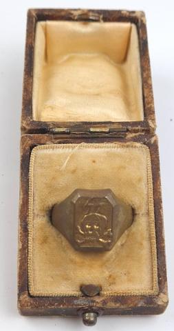 Ww2 German Nazi UNIQUE Waffen SS totenkopf skull ring in original jeweler case