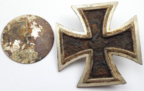WW2 German Nazi rare Iron Cross 1st class medal award with round back pin original knight cross