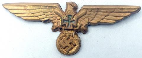 WW2 German Nazi Veterzan metal cap eagle insignia no prongs
