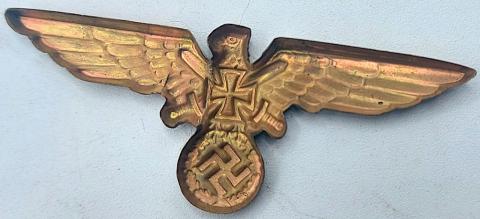 WW2 German Nazi Veterzan metal cap eagle insignia no prongs