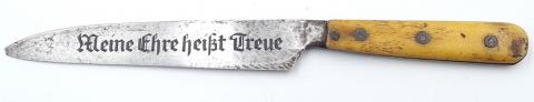 WW2 German Nazi Waffen SS hunting knife with ss dagger motto on the blade