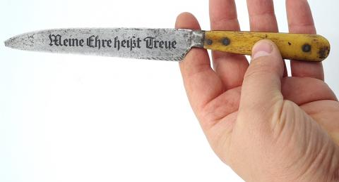 WW2 German Nazi Waffen SS hunting knife with ss dagger motto on the blade