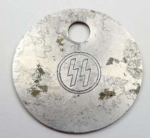 WW2 German Nazi Waffen SS metal plate cloth tag token numbered