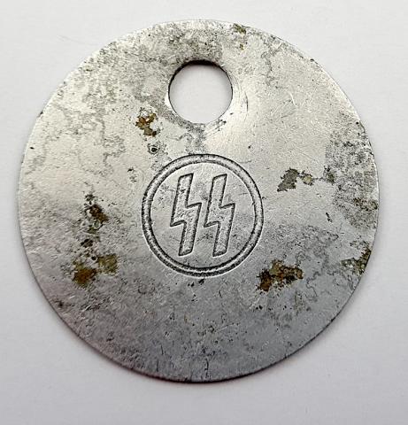 WW2 German Nazi Waffen SS metal plate cloth tag token numbered