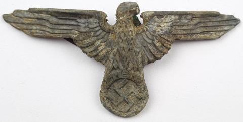 WW2 German Nazi Waffen SS metal visor cap insignial eagle RZM M1/52 Deschler & Sohn RELIC
