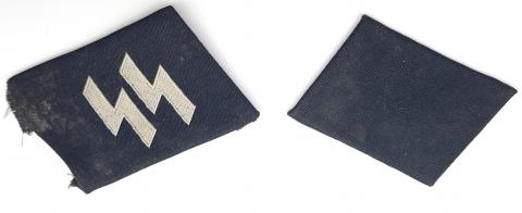 WW2 German Nazi Waffen SS NCO Collar tab set tunic removed damaged
