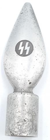 WW2 German Nazi Waffen SS pole metal top of flag with SS runes