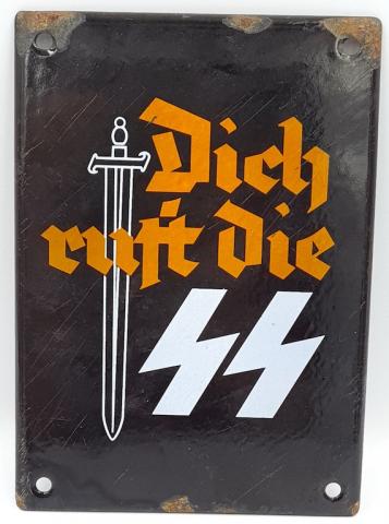 WW2 German Nazi Waffen SS recruitment wall metal sign poster original for sale