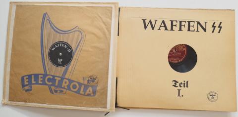 WW2 German Nazi Waffen SS set of records - gramophones from the Prague Museum with many SS stamps