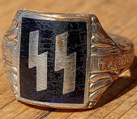 WW2 German Nazi WAFFEN SS silver ring original totenkopf wwii germany original genuine a vendre bague 