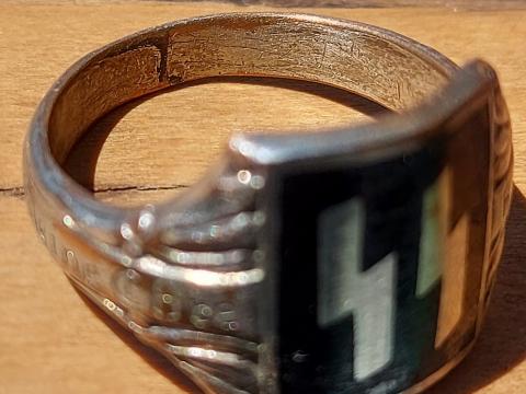 WW2 German Nazi WAFFEN SS silver ring original totenkopf wwii germany original genuine a vendre bague 