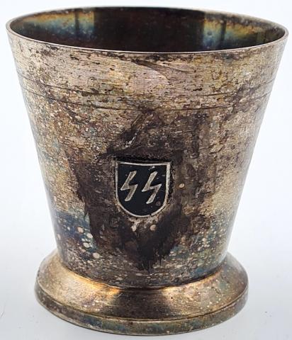 Ww2 German Nazi Waffen SS silverware cup relic found argent argenterie allemande