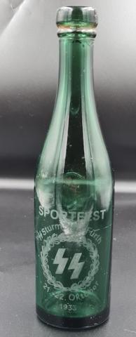 WW2 German Nazi Waffen ss sportfest glass bottle totenkopf for sale original volontaires SS