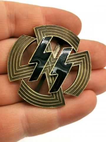 WW2 German Nazi Waffen SS sports marked badge medal original award document
