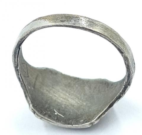 WW2 German Nazi Waffen SS totenkopf silver ring marked