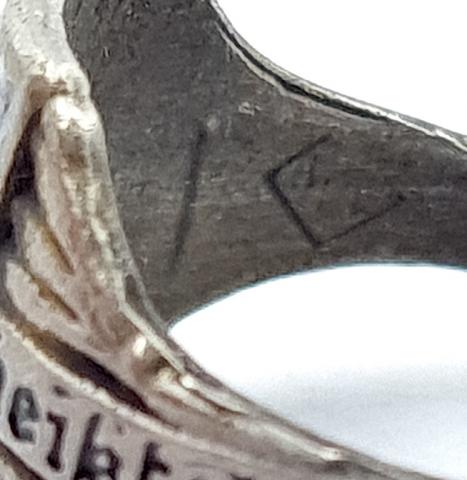 WW2 German Nazi Waffen SS totenkopf silver ring marked