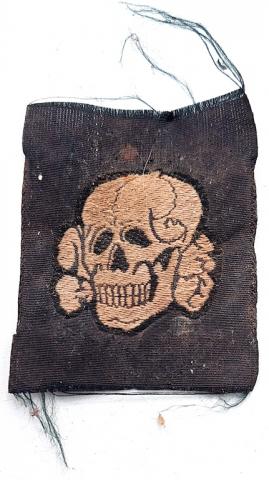 WW2 German Nazi Waffen SS Totenkopf skull cloth insignia for M43 cap tropical Bevo