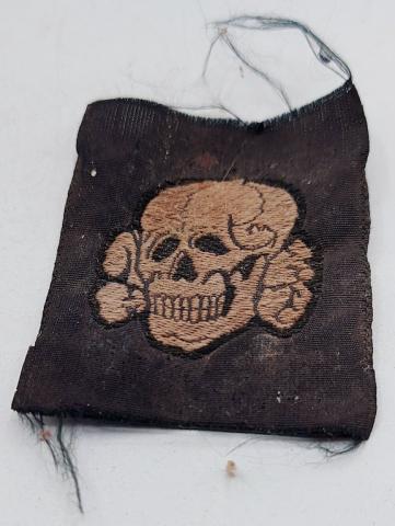 WW2 German Nazi Waffen SS Totenkopf skull cloth insignia for M43 cap tropical Bevo