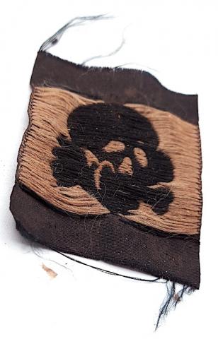 WW2 German Nazi Waffen SS Totenkopf skull cloth insignia for M43 cap tropical Bevo