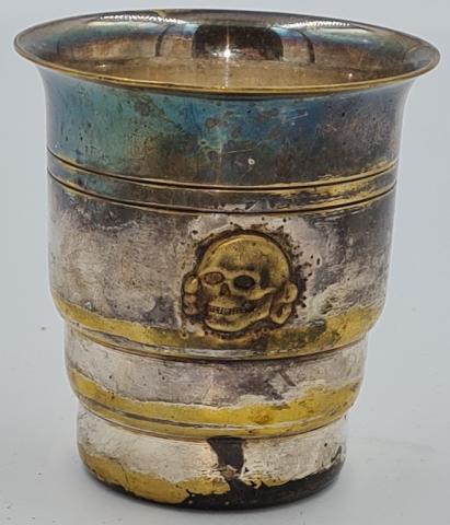 Ww2 German Nazi Waffen SS Totenkopf skull silverware cup marked third reich eagle - swastika