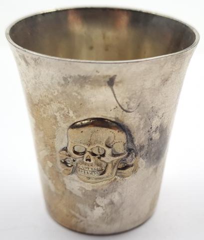 WW2 German Nazi Waffen SS totenkopf skull silverware shooter cup marked