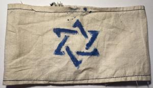 authentic original WORN POLAND WHITE ARMBAND blue STAR OF DAVID Jew Jewish