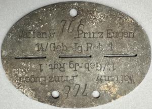 7th WAFFEN SS Volunteer Mountain Division Prinz Eugen DOGTAG ID