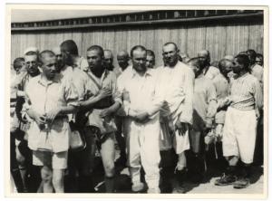 Concentration Camp AUSCHWITZ BIRKENAU original inmates survivor photo taken at the liberation