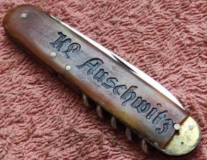 Concentration camp AUSCHWITZ Waffen SS Totenkopf guard pocket knife KL AUSCHWITZ Zyklon B opener