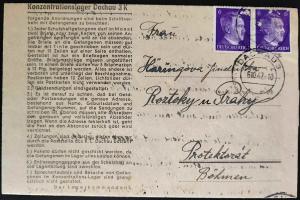 Concentration camp DACHAU inmate letter feldpost Holocaust