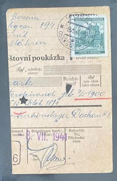 concentration camp Dachau parcel order label sent to block 18/1