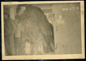 Concentration camp DACHAU USA liberation photo showing pile of clothes UNIQUE