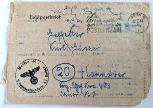 Concentration camp DACHAU Waffen SS Totenkopf GUARD feldpost letter KZ Stamp