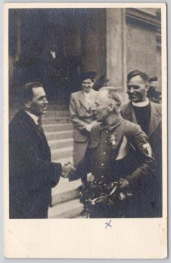 Dachau concentration camp Archbishop Josef Beran on liberation in 1945 photo written on back 