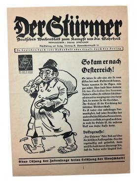 RARE MOST INFAMOUS ANTI-SEMITIC ANTI-JEWISH GERMAN NEWSLETTER DER STURMER POSTER