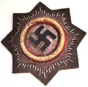 RARE WW2 german Nazi HEER WEHRMACHT cloth GERMAN CROSS in gold tunic removed
