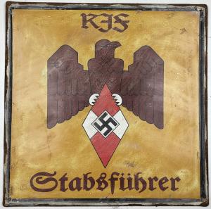 RARE WW2 German Nazi hitler Youth RJF Stabsfuhrer large metal enamel sign Reichsjugendfuhrer 