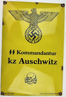 Concentration camp AUSCHWITZ Waffen SS Totenkopf Kommandantur sign