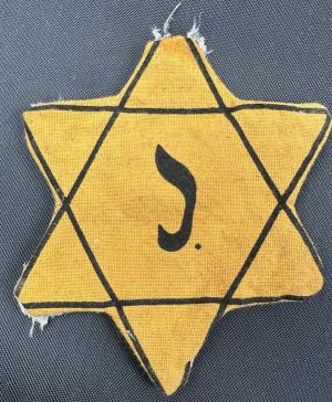 Star of David WORN from Belgium J. original authentic for sale jew jewish shoa getto ghetto patch badge