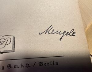 Auschwitz WAFFEN SS Officer Doctor camp JOSEF MENGELE hand written original signature autograph medecine book