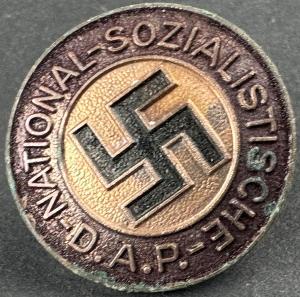 WW2 German Fuhrer Nazi party NSDAP membership pin with weird rare round rounded back pin