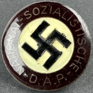 WW2 German Fuhrer Nazi party NSDAP membership pin with weird rare round rounded back pin