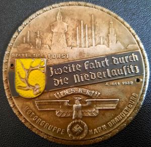 WW2 German Nazi 1939 sports competition shield award nskk moto club