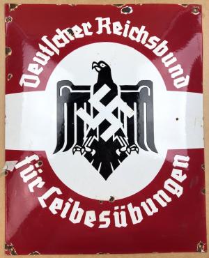 WW2 german Nazi deutscher reichsbund für leibesübungen large enamel sign