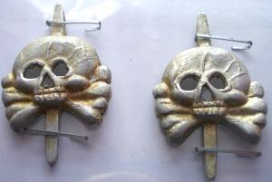 WW2 German Nazi early PANZER GRENADRIER grossdeustchland skull totenkopf insignias set for collar tabs