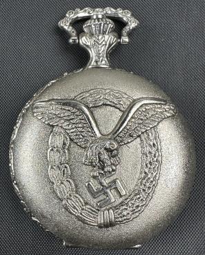 WW2 German Nazi Luftwaffe pocket watch with Third reich Eagle pilot aircraft flak LW