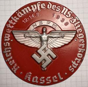 WW2 German Nazi NSDAP Third Reich NSFK large badge pin plate National Socialist Flyers Corps
