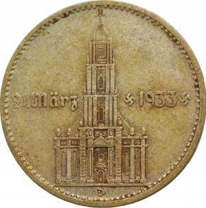 WW2 German Nazi RARE early 1934 NSDAP Adolf Hitler Hindenburg 2 REICHSMARK coin