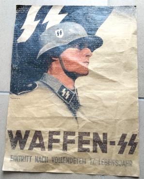 WW2 German Nazi original Waffen SS recruitment poster totenkopf