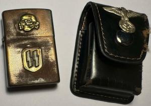 WW2 German Nazi RARE Waffen SS Totenkopf Zippo lighter in etui